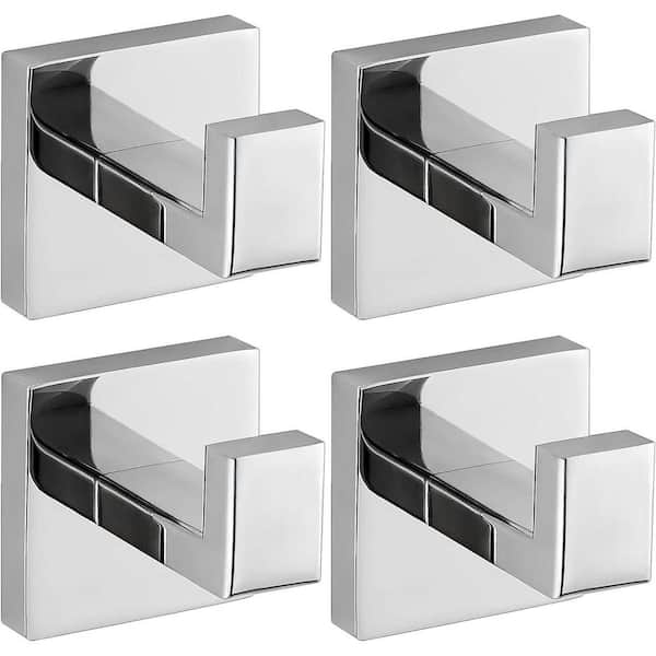 Modern Square Wall Mounted Hooks, Bathroom Towel Hooks Chrome polished, Heavy Duty Stainless Steel Hook