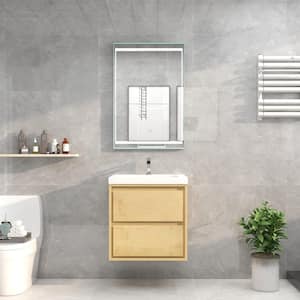 Sage 24 in. W Vanity in Light Oak with Reinforced Acrylic Vanity Top in White with White Basin