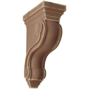 3 3/8 in. x 10-1/2 in. x 6-1/2 in. Weathered Brown Boston Traditional Scroll Wood Vintage Decor Corbel