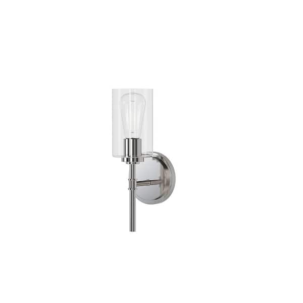 Wexton 1-Light 5.8 in. Brushed Nickel Plug and Play Sconce with SkyPlug