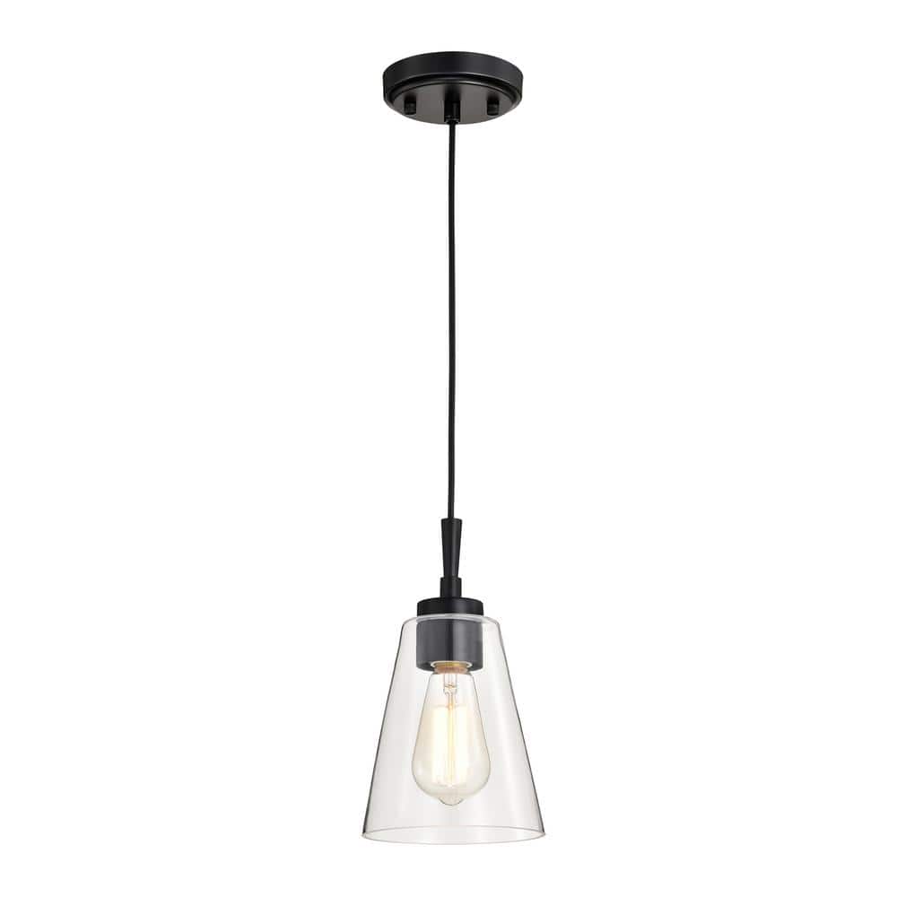 Briarwood 1-Light Matte Black Modern Hanging Pendant Light with Clear Cone Glass Shade price history on PriceWatchPro