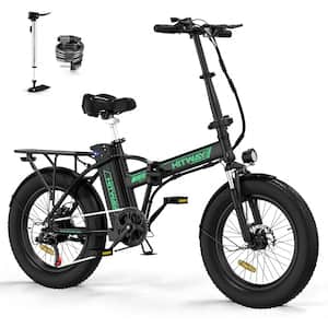 20 x 4 in. Fat Tire Commuter and Mountain Electric Bike for Adults with 750-Watt/48-Volt/15Ah Foldable Ebike Black Green