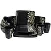 Elama Savannah 16-Piece Modern Black Stoneware Dinnerware Set (Service for 4) 985103344M