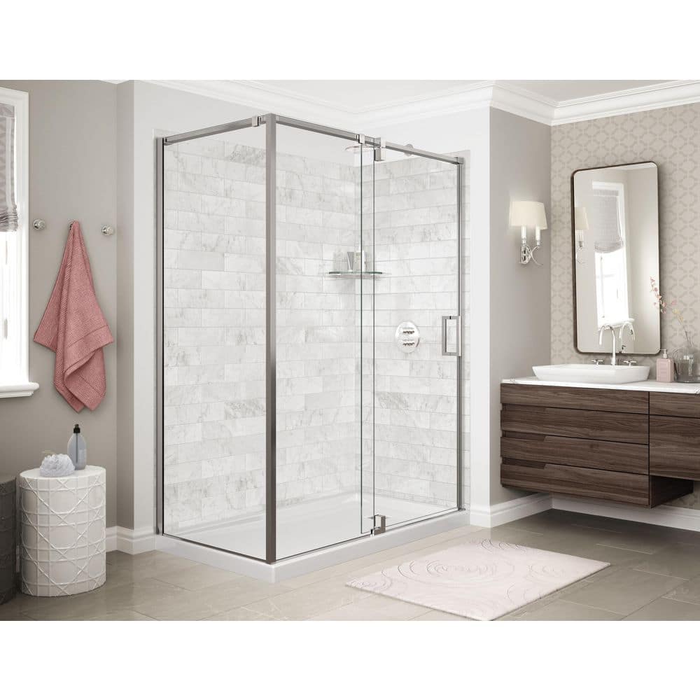 Utile 60 in. W x 36.5 in. D x 80 in. H Composite Direct-to-Stud Two-Piece Corner Shower Wall Kit in Marble Carrara price history on PriceWatchPro