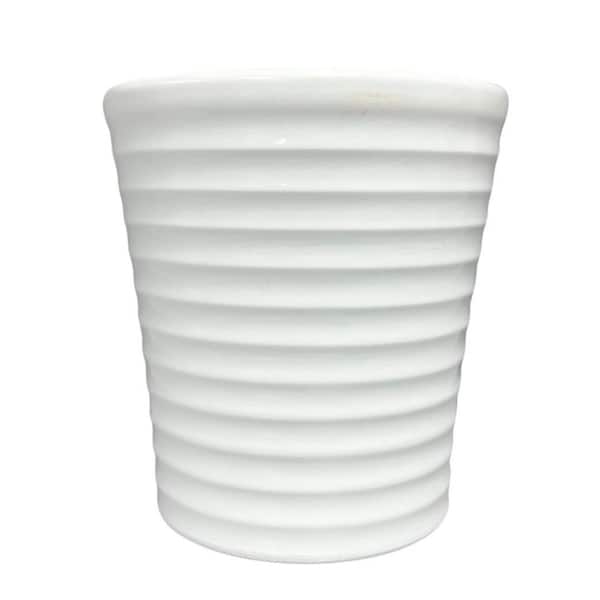 Pride Garden Products 5.1 in. Fremont Small White Jagged Orchid Ceramic Pot (5.1 in. D x 5.4 in. H)