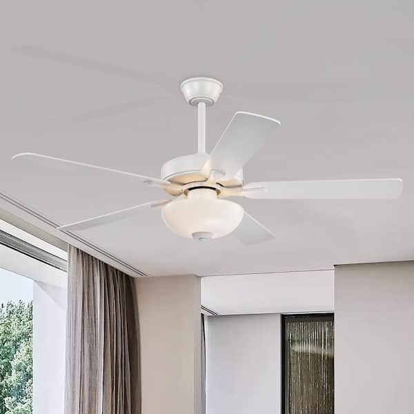 52 in. White 5-Blade Integrated LED 6-Speed Indoor Ceiling Fan with Light Kit and Remote Control