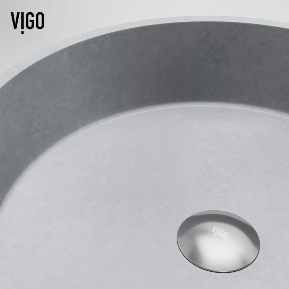 Matte Black Concrete Round Vessel Sink with Faucet