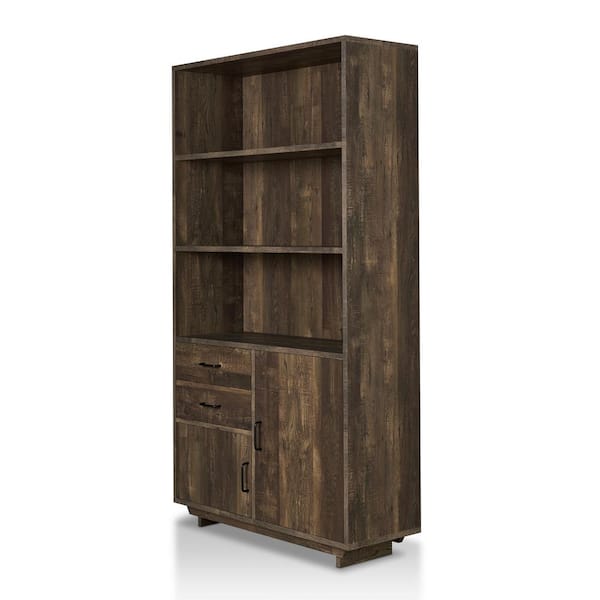 Furniture of America Geraldimo 69.8 in. Reclaimed Oak Wood 5-Shelf Accent Bookcase