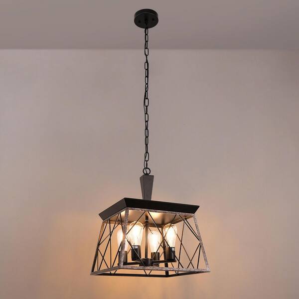 Briignite 4-Light Vintage Black and Rust Chandelier Pendant for