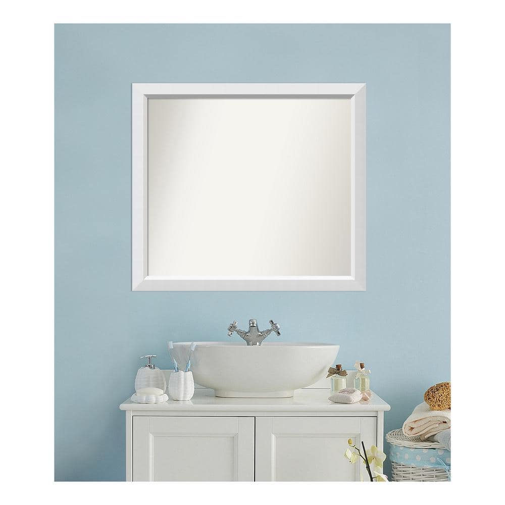 Blanco White 36.25 in. x 32.25 in. Custom Non-Beveled Wood Framed Bathroom 
