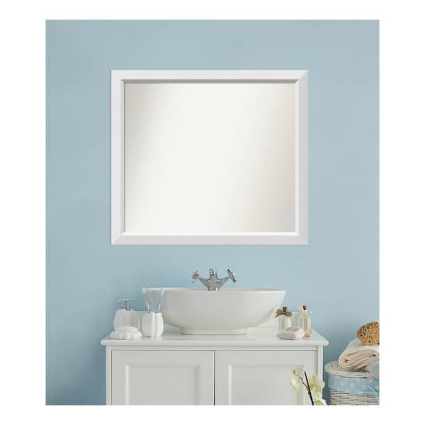 Amanti Art Blanco White 36.25 in. x 32.25 in. Custom Non-Beveled Wood Framed Bathroom Vanity Wall Mirror