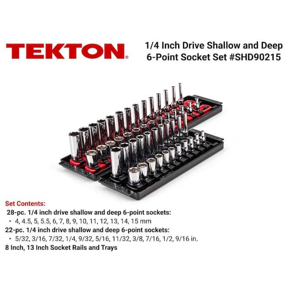 1/4 in. Drive 6-Point Socket Set with Rails (5/32 in.-9/16 in., 4 mm-15 mm) (50-Piece)