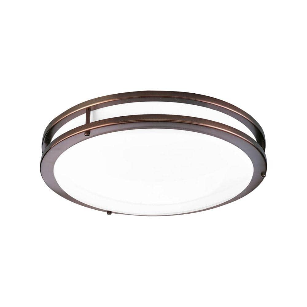 Modern Urban Bronze LED Flush Mount with White Acrylic Shade