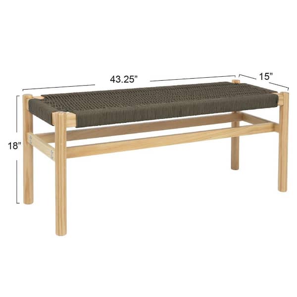 Storied Home Fernway Moss Green Dining Bench Backless with Solid Wood and Woven  Rope Entryway 15 in. EC1388 - The Home Depot