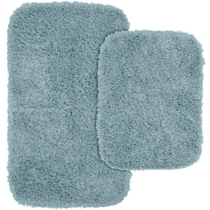 Jazz Basin Blue 21 in. x 34 in. Washable Bathroom 2-Piece Rug Set