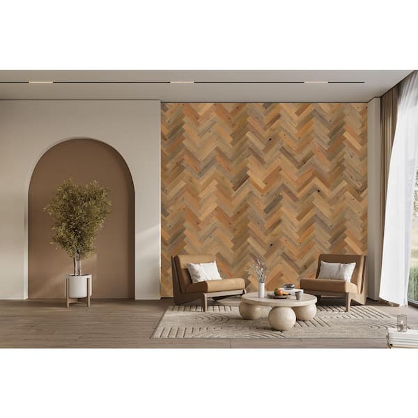 Timberchic 1/8 in. x 3 in. x 12 in. Peel and Stick Tan Wooden Decorative Wall Paneling (10 sq. ft.)