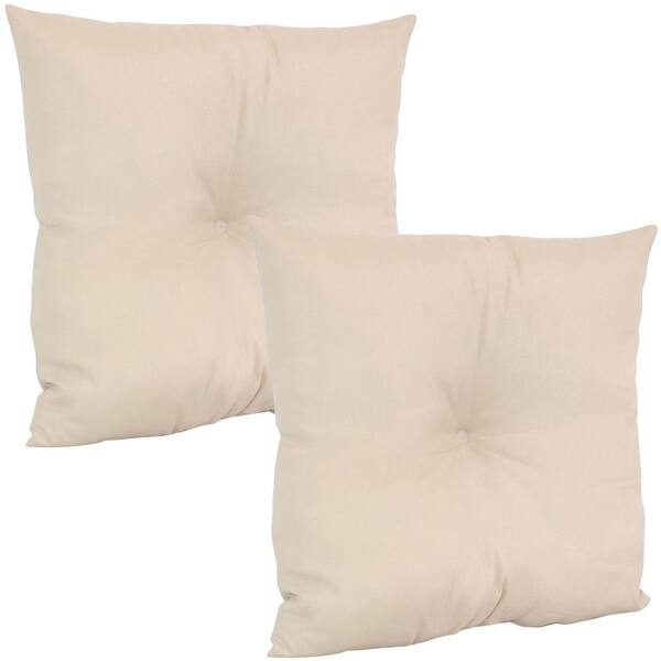 Sunnydaze Decor 19 In X 19 In Beige Outdoor Tufted Back Throw Pillow Cushions 2 Pack Snr 881 The Home Depot