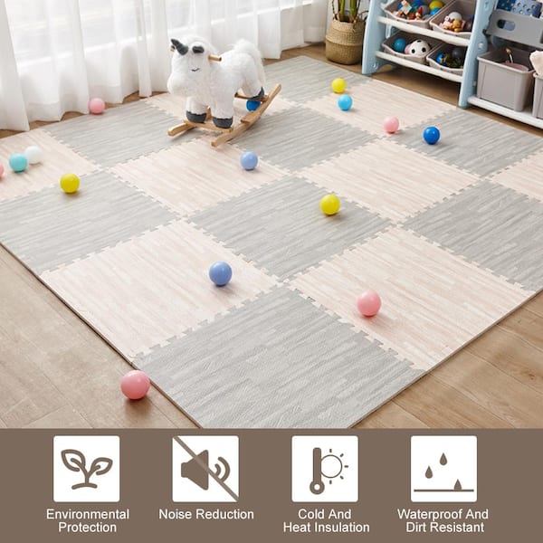 64sq Ft Interlocking Soft Foam Floor Play Mats - Multi Coloured