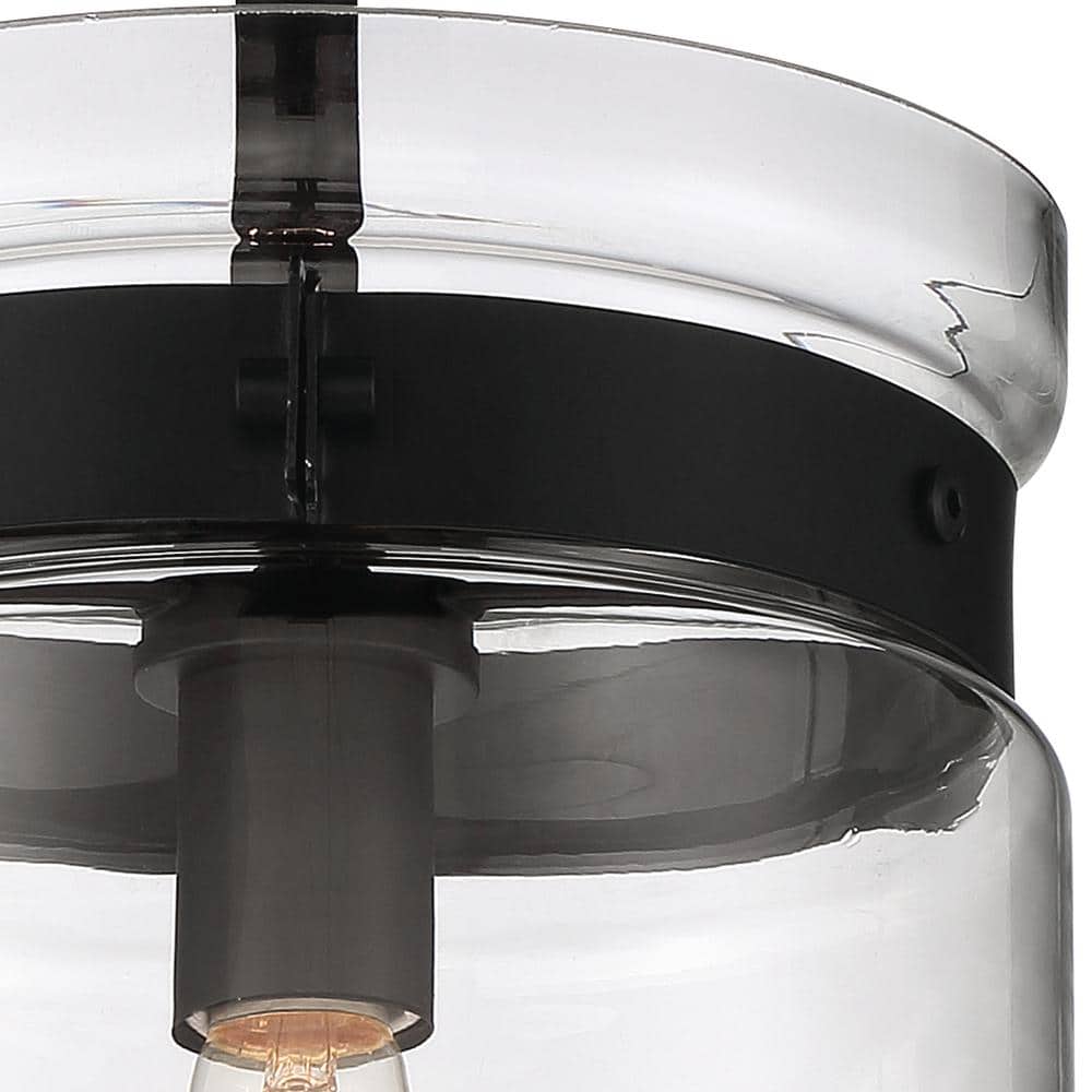 Midnight LA 14'' Matte Black Glass Semi-Flush Mount Ceiling Light