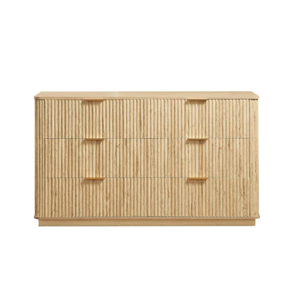 55.12 in. W x 15.75 in. D x 31.5 in. H Oak Brown Linen Cabinet with 6 Drawers price history on PriceWatchPro