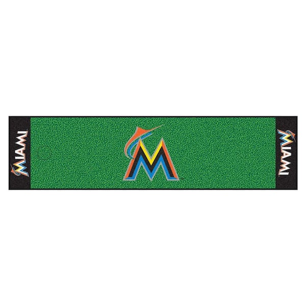 FANMATS MLB Miami Marlins 1 ft. 6 in. x 6 ft. Indoor 1-Hole Golf Practice Putting Green