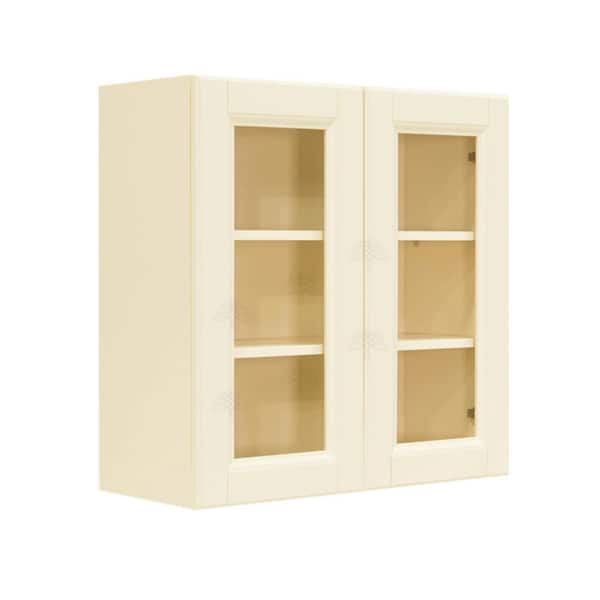 LIFEART CABINETRY Oxford Assembled 18 in. x 36 in. x 12 in. Wall Mullion Raised-Panel Door Cabinet with 2 Shelves in Creamy White