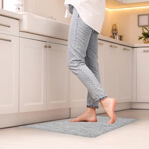 Woven Effect Light Grey 18 in. x 47 in. and 18 in. x 32 in. Polyester Set of Kitchen Mat
