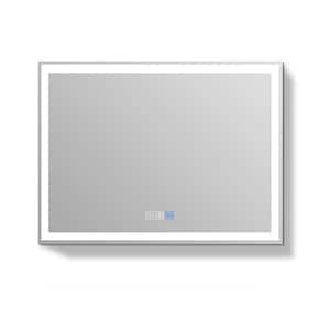 48 in. W x 36 in. H Large Rectangular Frameless LED Wall-Mounted Bathroom Vanity Mirror in Silver