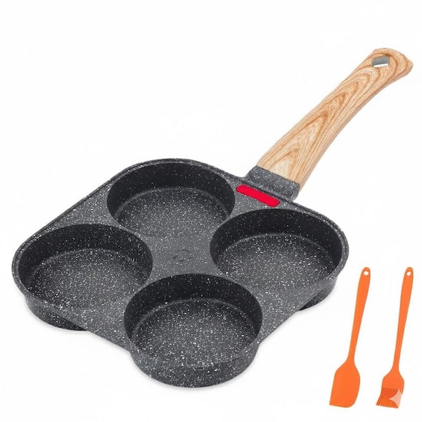 Kitchen Tools Black 7 in 4-Cup Nonstick Aluminum Omelette Pan Saute Skillet Healthy Breakfast Egg Cooker Pancake