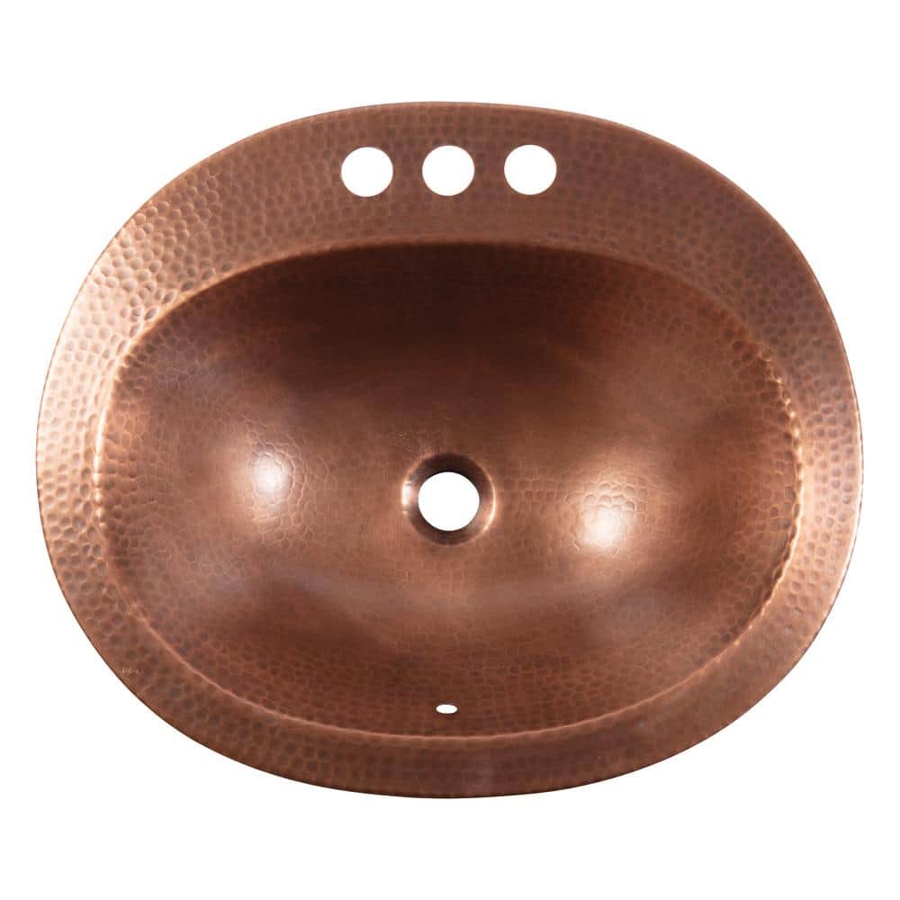 Seville Antique Copper 20" Oval Drop-In Bathroom Sink with Care Kit