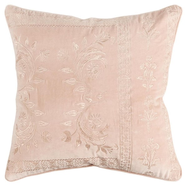 Blush Solid Polyester 20 in. x 20 in. Throw Pillow
