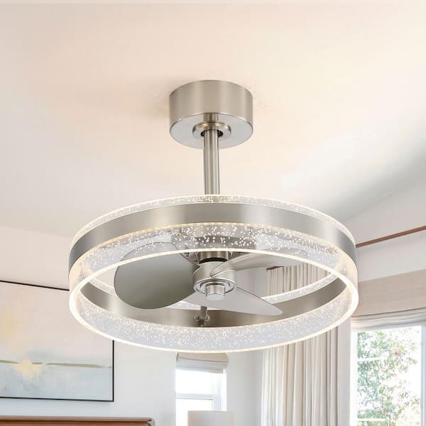 20 in. Brushed Nickel 3 ABS Blades Downrod Standard Ceiling Fan with Light and Remote Included for any room