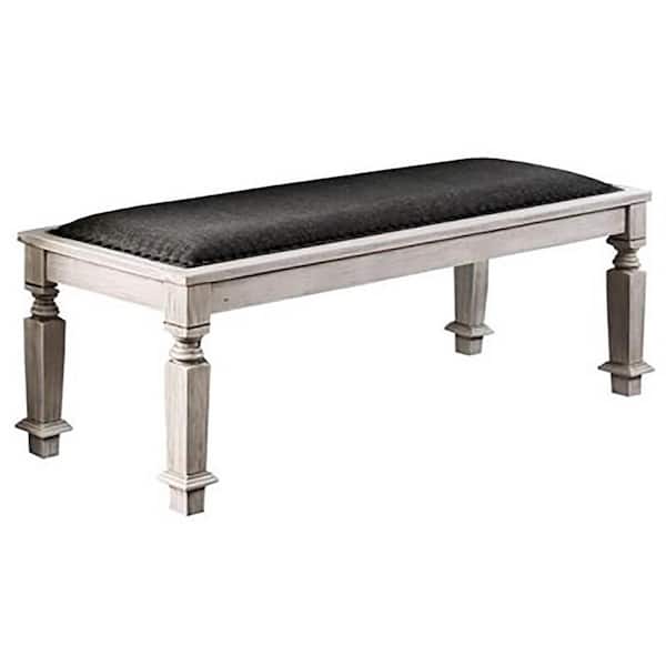 Georgia 18.5 in. Antique White Fabric Bench