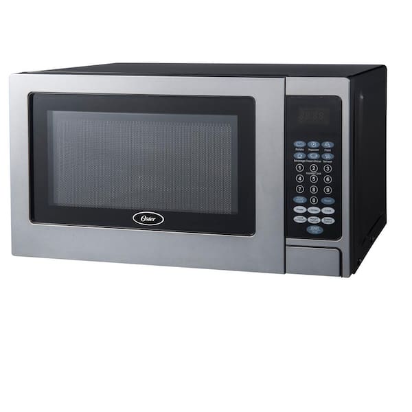 Oster Countertop Microwave Stainless Steel Black .7 cu. Ft. 700-Watt with Push Button
