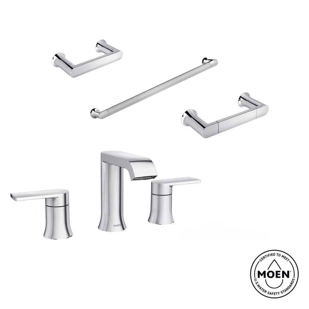 Genta 8 in. Widespread 2-Handle Bath Faucet with 3-Piece Hardware Set in Chrome (24 in. Towel Bar) (Valve Included) price history on PriceWatchPro
