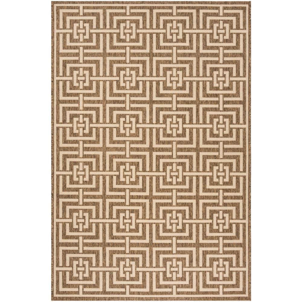 Beige and Cream Geometric Indoor/Outdoor Rug