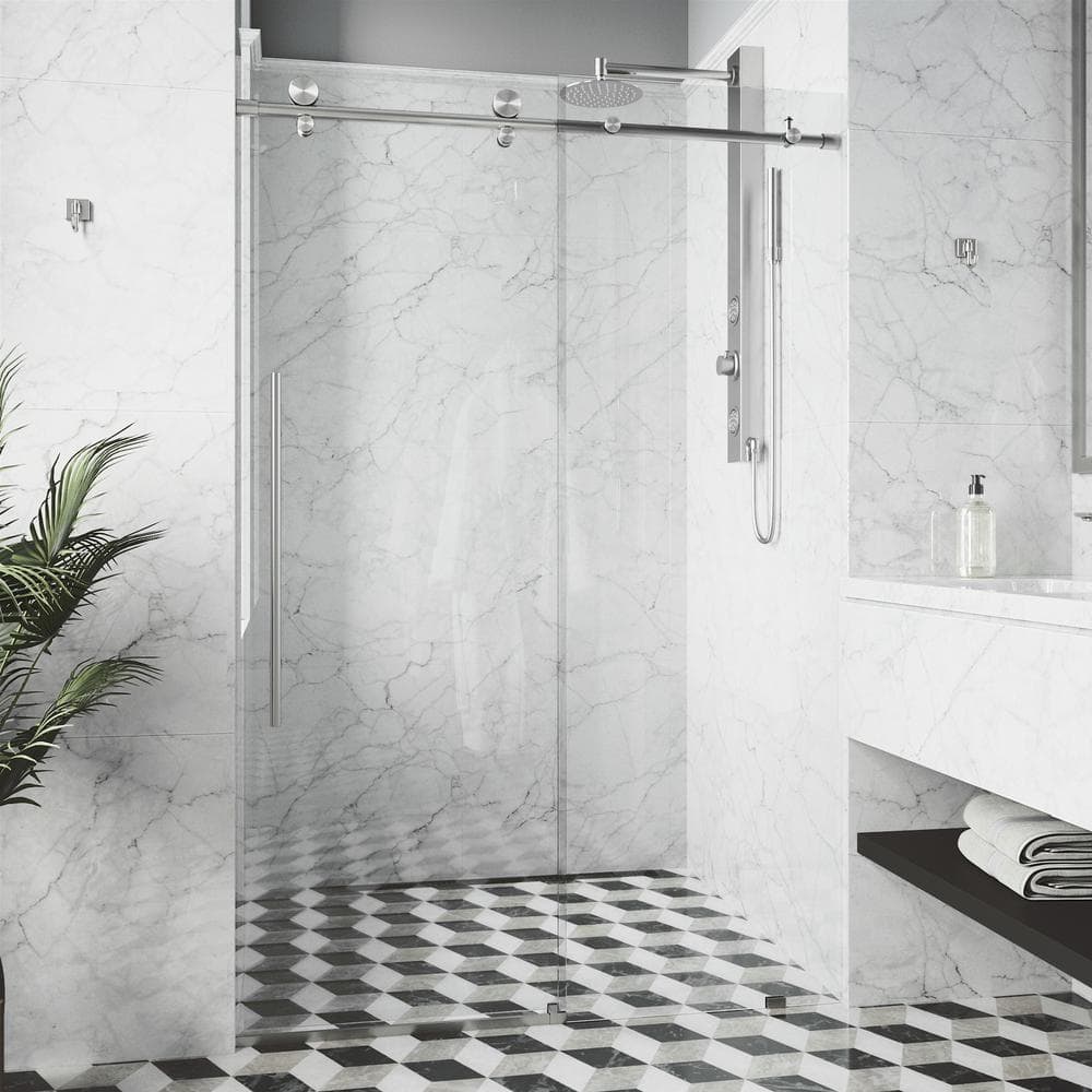 Elan E-Class 48-52" Stainless Steel Frameless Sliding Shower Door