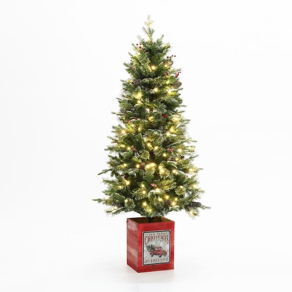 Orders 4ft PRELIT, Artificial CHRISTMAS TREE In MERRY CHRISTMAS CERAMIC PLANTER