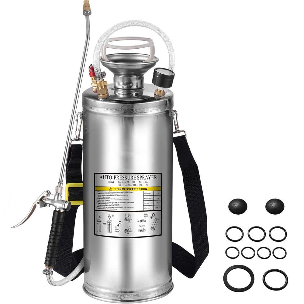 NEW 2 gal. Stainless Steel Manual Hand Pump Sprayer with Pressure Gauge ...