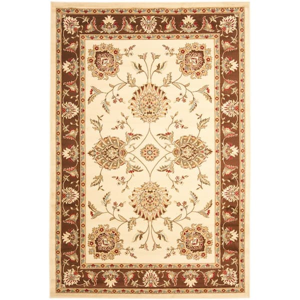 SAFAVIEH Lyndhurst Ivory/Brown 5 ft. x 8 ft. Border Floral Geometric Area Rug