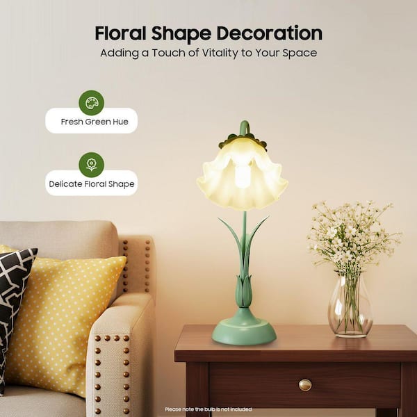 OUKANING 19.6 in. Green Flower Shaped Task and Reading Desk Lamp