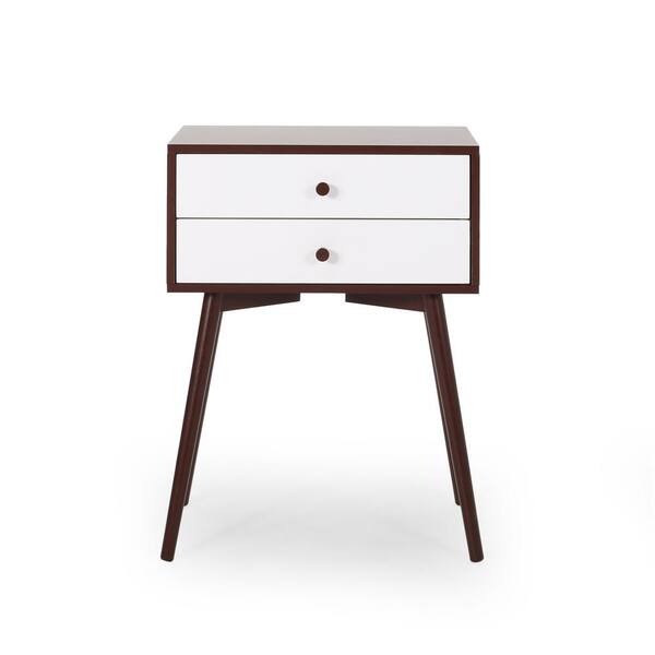 Noble House Newcomb Brown and White Side Table