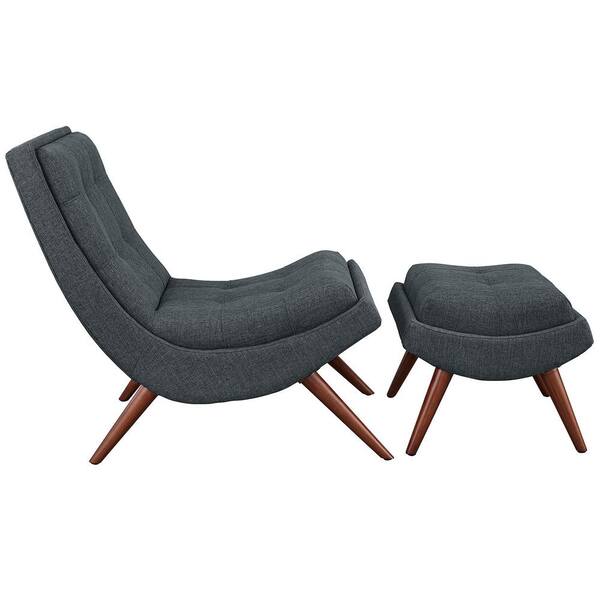 modway ramp fabric lounge chair with ottoman