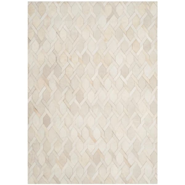 Studio Leather Ivory 4 ft. x 6 ft. Abstract Geometric Area Rug