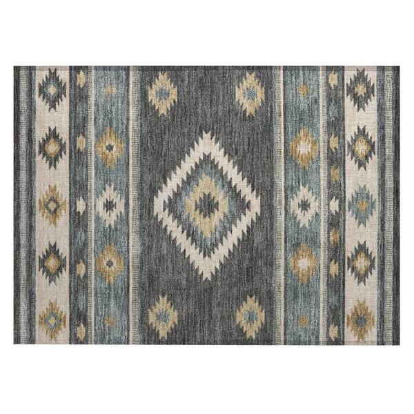 Chantille Machine Washable Indoor/Outdoor Abstract ACN3127 Charcoal 2 ft. x 3 ft. Accent Rug