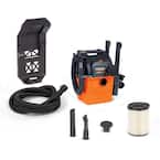 5 Gallon 5.0 Peak HP Portable Wall-Mountable Wet/Dry Shop Vacuum with Filter, Two Locking Hoses and Accessories