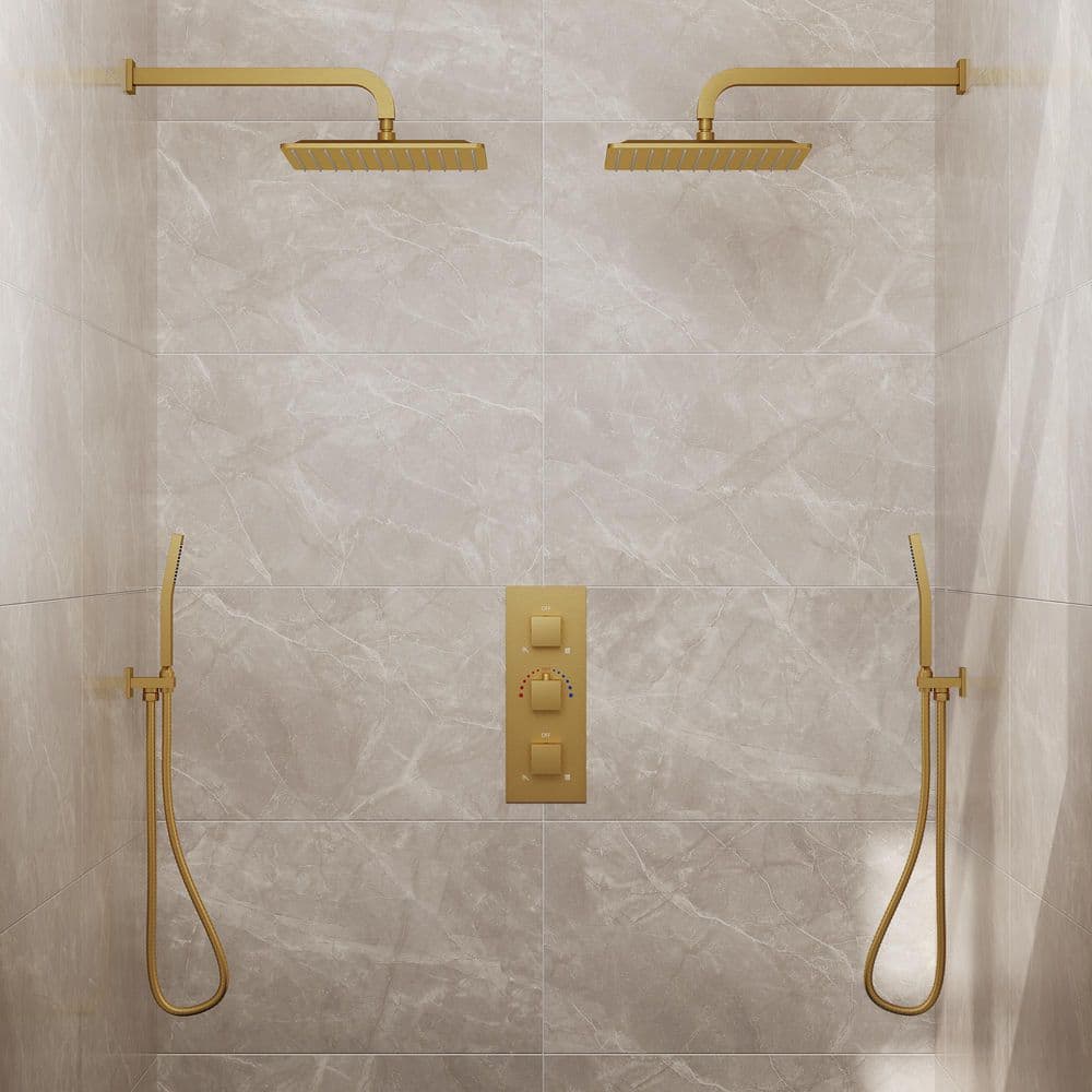 EVERSTEIN 8-Spray Patterns Wall Mount Two 12 in. Fixed Shower Head with ...