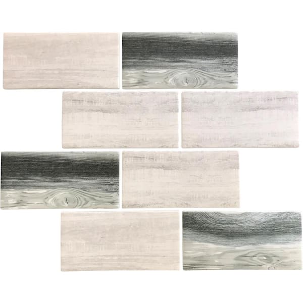 Apollo Tile Gray Beige 4 in. x 5 in. Matte Finished Subway Recycled Glass Mosaic Tile Sample (0.13 sq. ft./Piece)