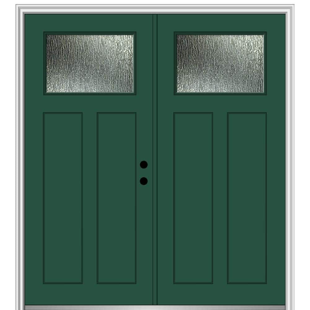 64 in. x 80 in. Left-Hand/Inswing Rain Glass Hunter Green Fiberglass Prehung Front Door on 4-9/16 in. Frame price history on PriceWatchPro