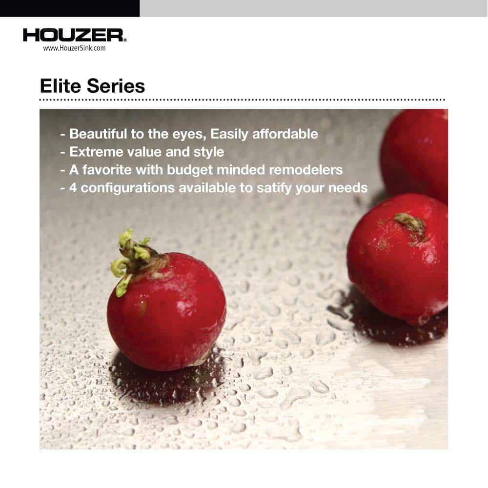 Elite 33'' Stainless Steel Undermount Double Bowl Kitchen Sink